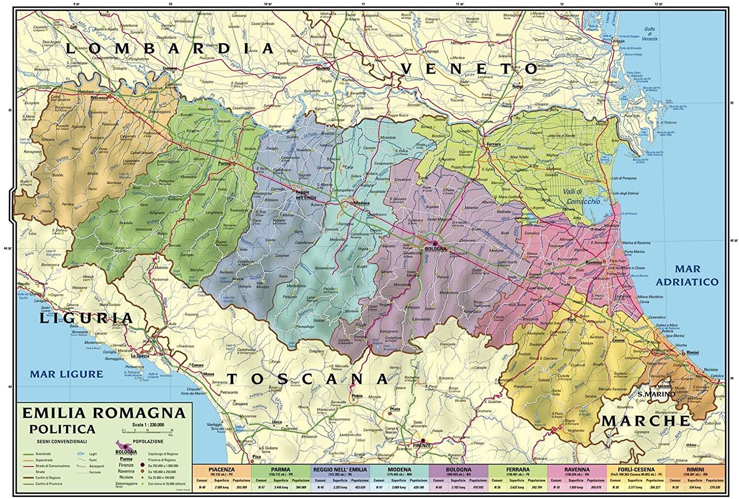 Cartina Geografica Regionale Emilia Romagna
